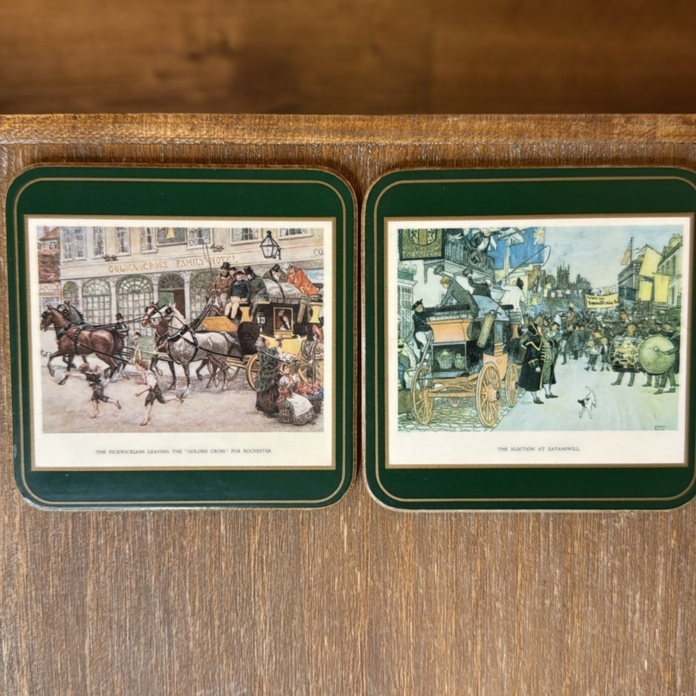 Pimpernel Vintage Set of 5 Dickensian Scenes Cork Back Coasters